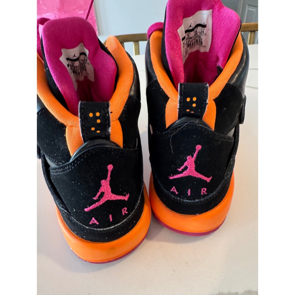 Jordan Flight 45 High‎ GS Black Fusion Pink Bright Citrus Kids 5.5Y - Picture 4 of 6